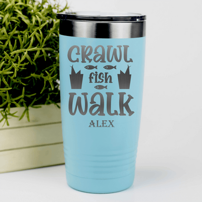 Teal Fishing Tumbler With Crawl Fish Walk Design