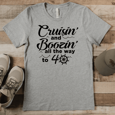 Mens Grey T Shirt with Cruisin-N-Boozin-40 design