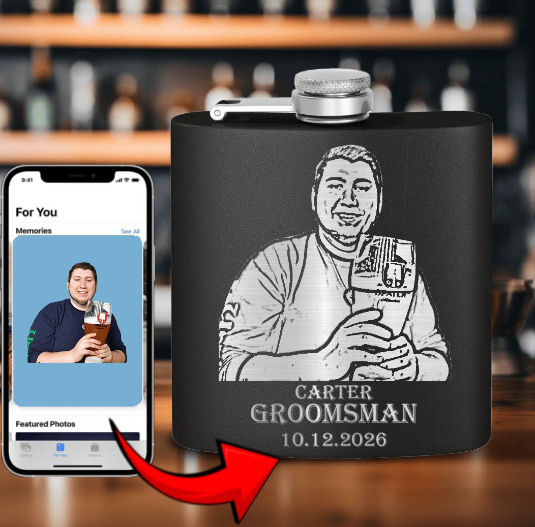 Black Groomsman Flask With Custom Groomsman Design