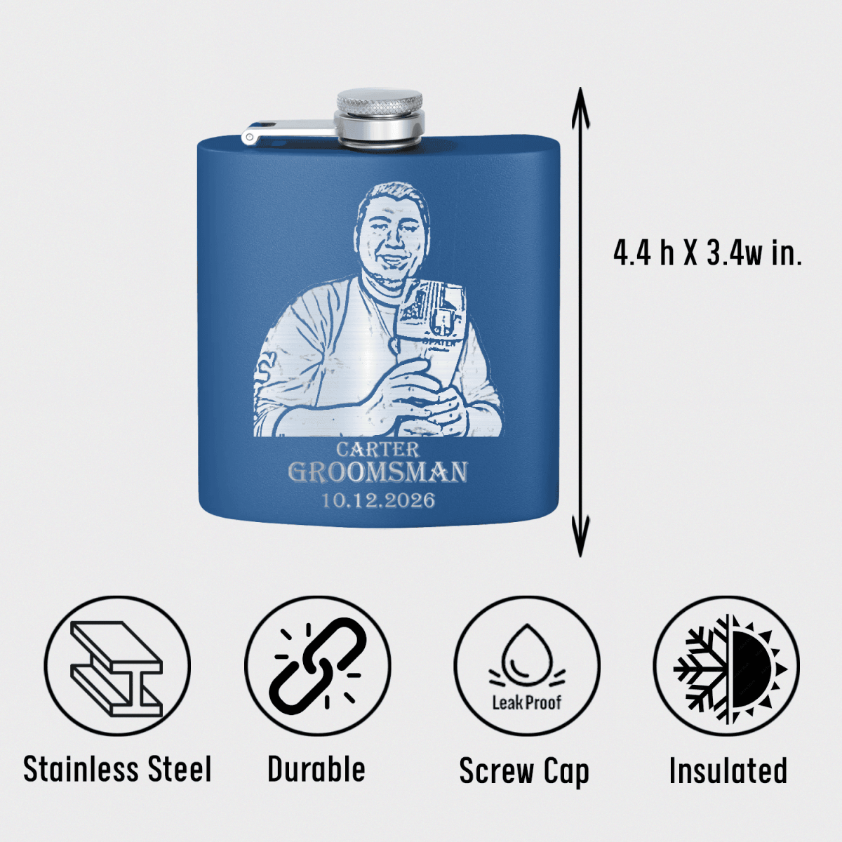 Unique Personalized Custom Groomsman Photo Flask Customized Groomsmen Gifts Gifts for Men by Groovy Guy