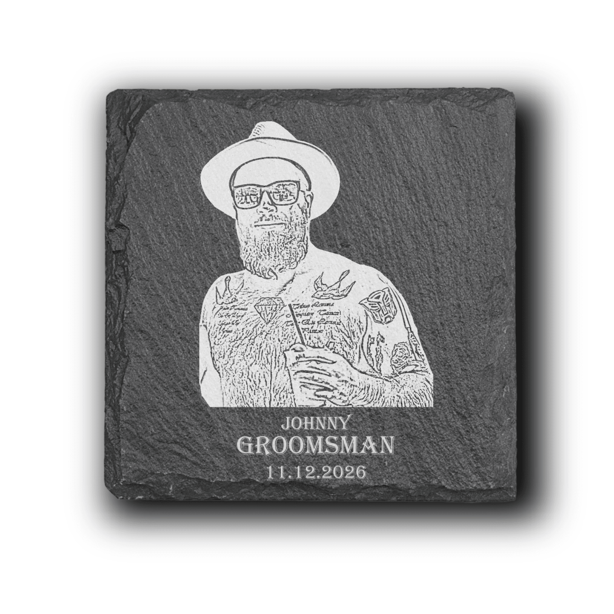 Unique Personalized Custom Photo Slate Groomsman Photo - Set of 2 Customized Groomsmen Gifts Gifts for Men by Groovy Guy