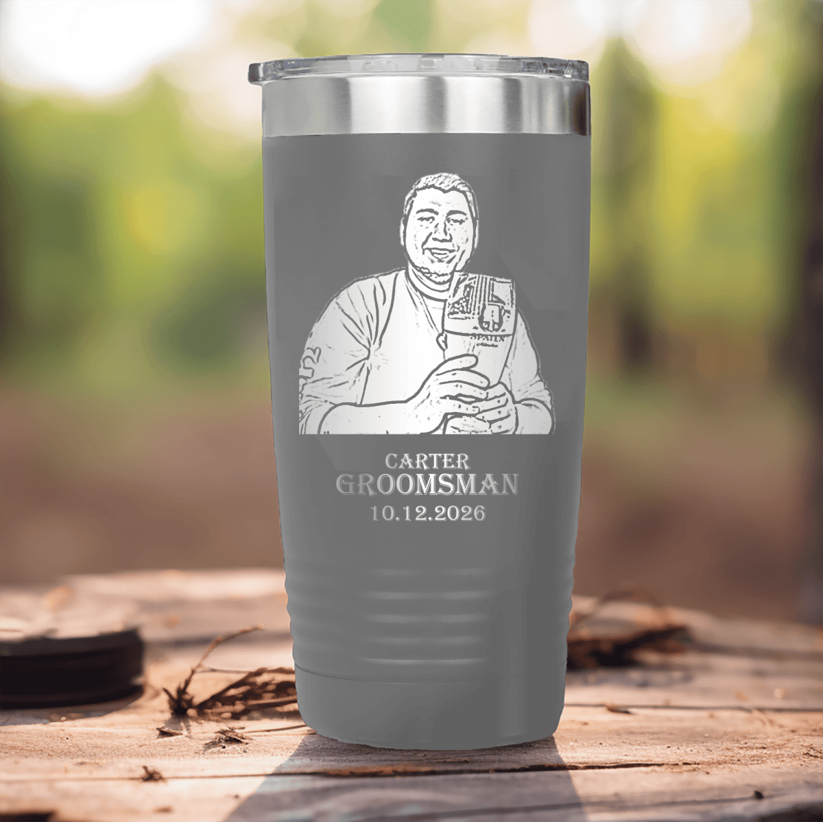 Grey Groomsman Tumbler With Custom Groomsman Design