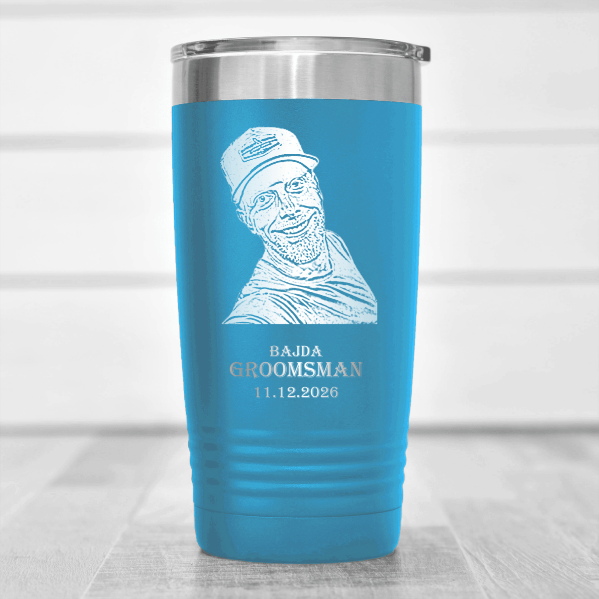 Light Blue Groomsman Tumbler With Custom Groomsman Design