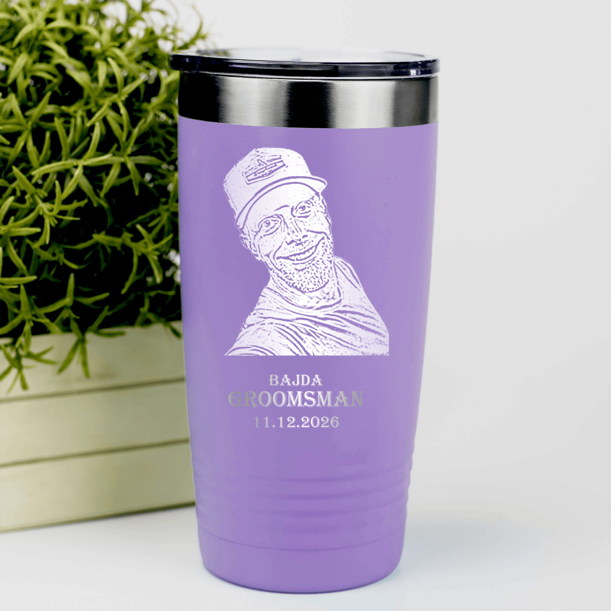 Light Purple Groomsman Tumbler With Custom Groomsman Design