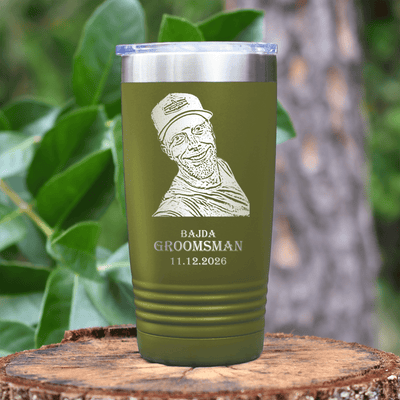 Military Green Groomsman Tumbler With Custom Groomsman Design