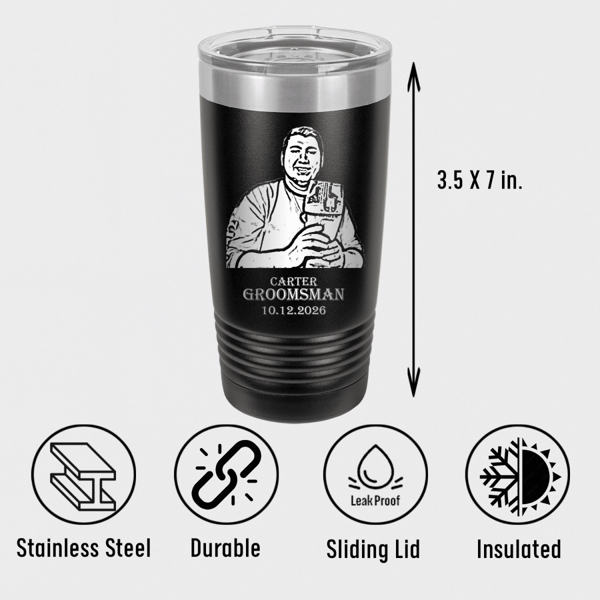 Unique Personalized Custom Photo Groomsman Tumbler Customized Groomsman Gifts Gifts for Men by Groovy Guy