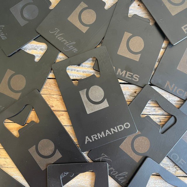 Unique Personalized Wallet Bottle Opener with Logo Customized Logo Gifts for Men by Groovy Guy
