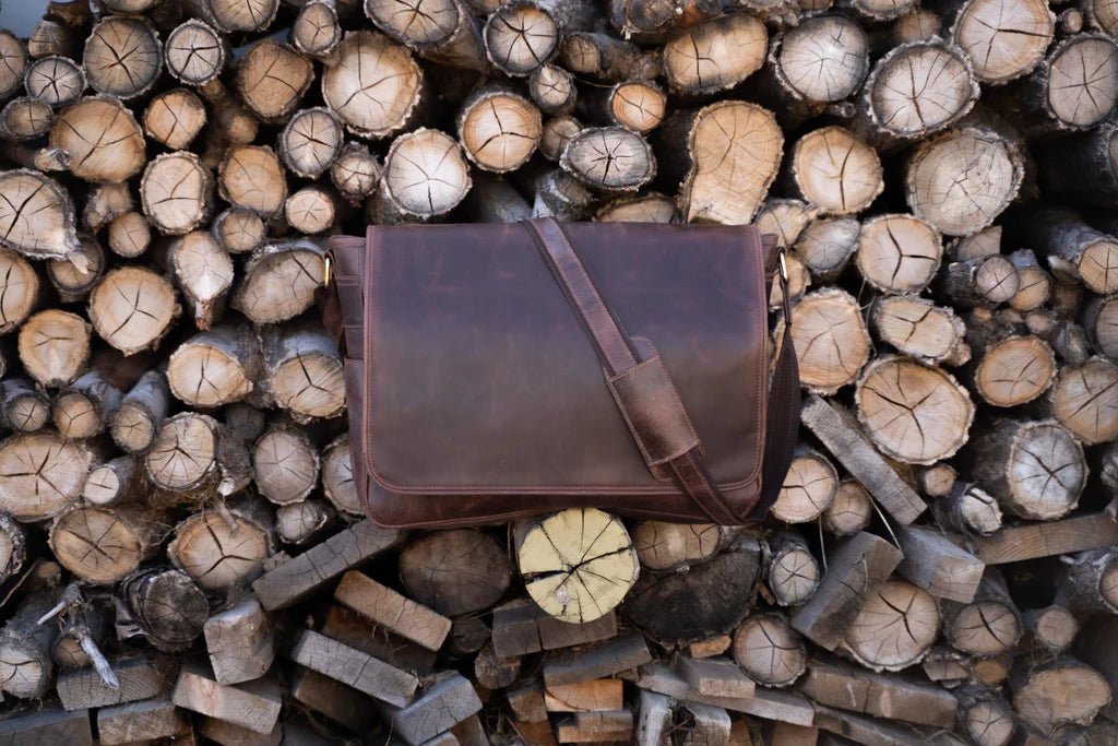 Unique Personalized Large Leather Messenger Bag Customized Messenger Bag Gifts for Men by Groovy Guy