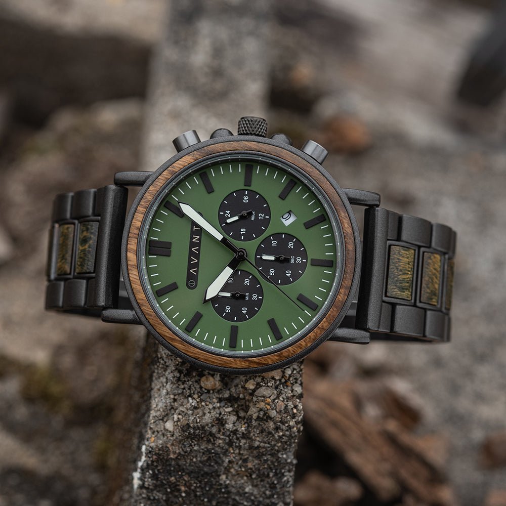 Unique Personalized Expedition Green Steel Watch Customized Watches Gifts for Men by Groovy Guy
