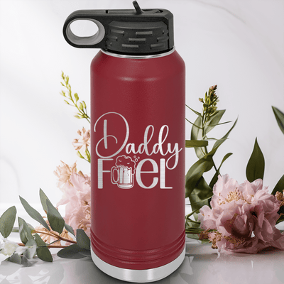 Maroon Fathers Day Water Bottle With Dad Fuel Design