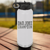 White Fathers Day Water Bottle With Dad Joke Champion Design
