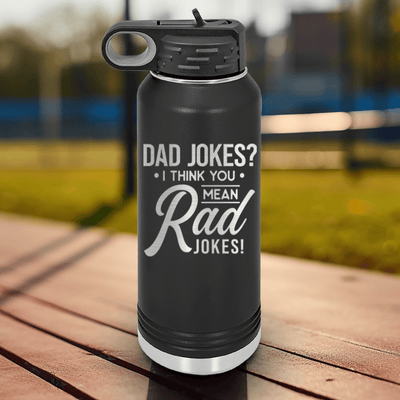 Black Fathers Day Water Bottle With Dad Jokes Are Rad Design