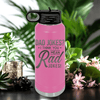 Pink Fathers Day Water Bottle With Dad Jokes Are Rad Design