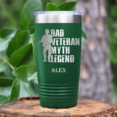 Green Veteran Tumbler With Dads A Legend Design