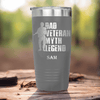 Grey Veteran Tumbler With Dads A Legend Design