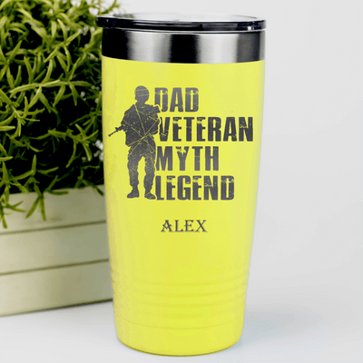 Yellow Veteran Tumbler With Dads A Legend Design