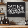 Black Silver Leather Wall Decor With Dads Garage Rules Design