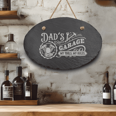 Dads Garage Rules Slate Wall Decor