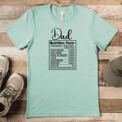 Light Green Mens T-Shirt With Dads Nutrition Facts Design