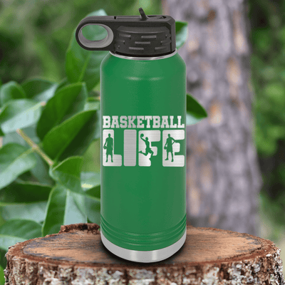 Green Basketball Water Bottle With Dedicated Court Life Design