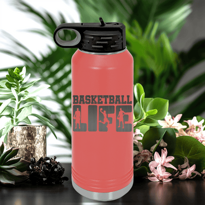 Salmon Basketball Water Bottle With Dedicated Court Life Design