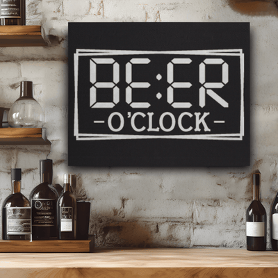 Black Silver Leather Wall Decor With Digital Beer Clock Design