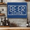 Blue Leather Wall Decor With Digital Beer Clock Design
