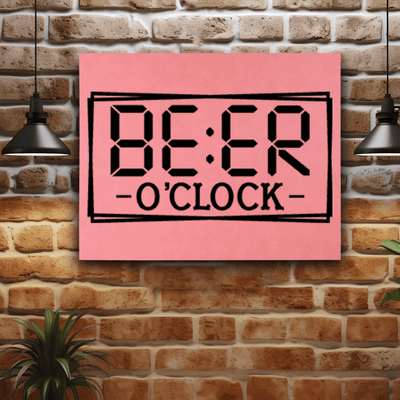 Pink Leather Wall Decor With Digital Beer Clock Design