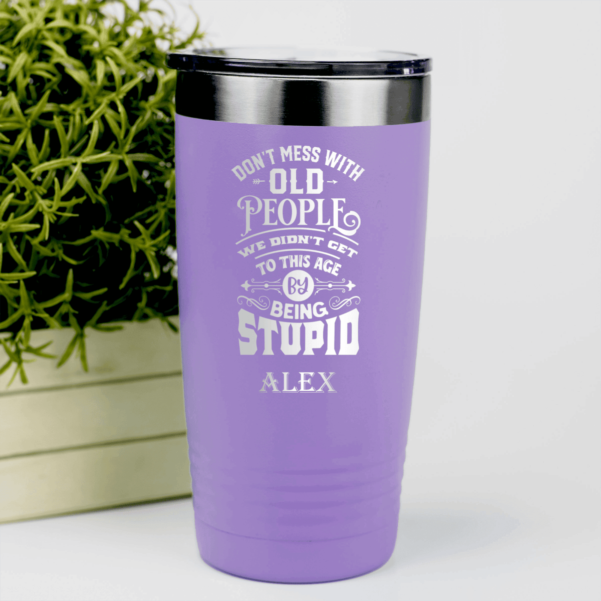 Light Purple Funny Old Man Tumbler With Dont Mess With Old Design