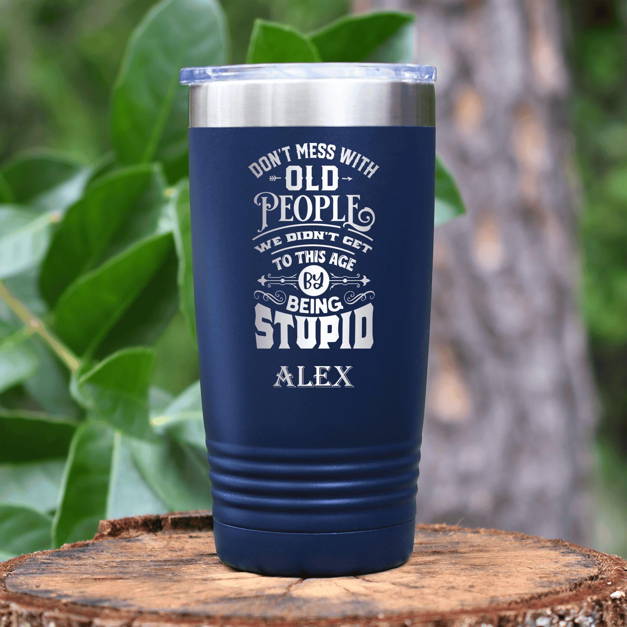 Navy Funny Old Man Tumbler With Dont Mess With Old Design