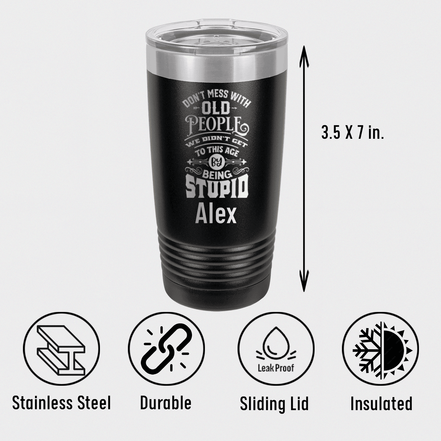 Unique Personalized Dont Mess With Old Tumbler Customized Funny Old Man Tumblers Gifts for Men by Groovy Guy