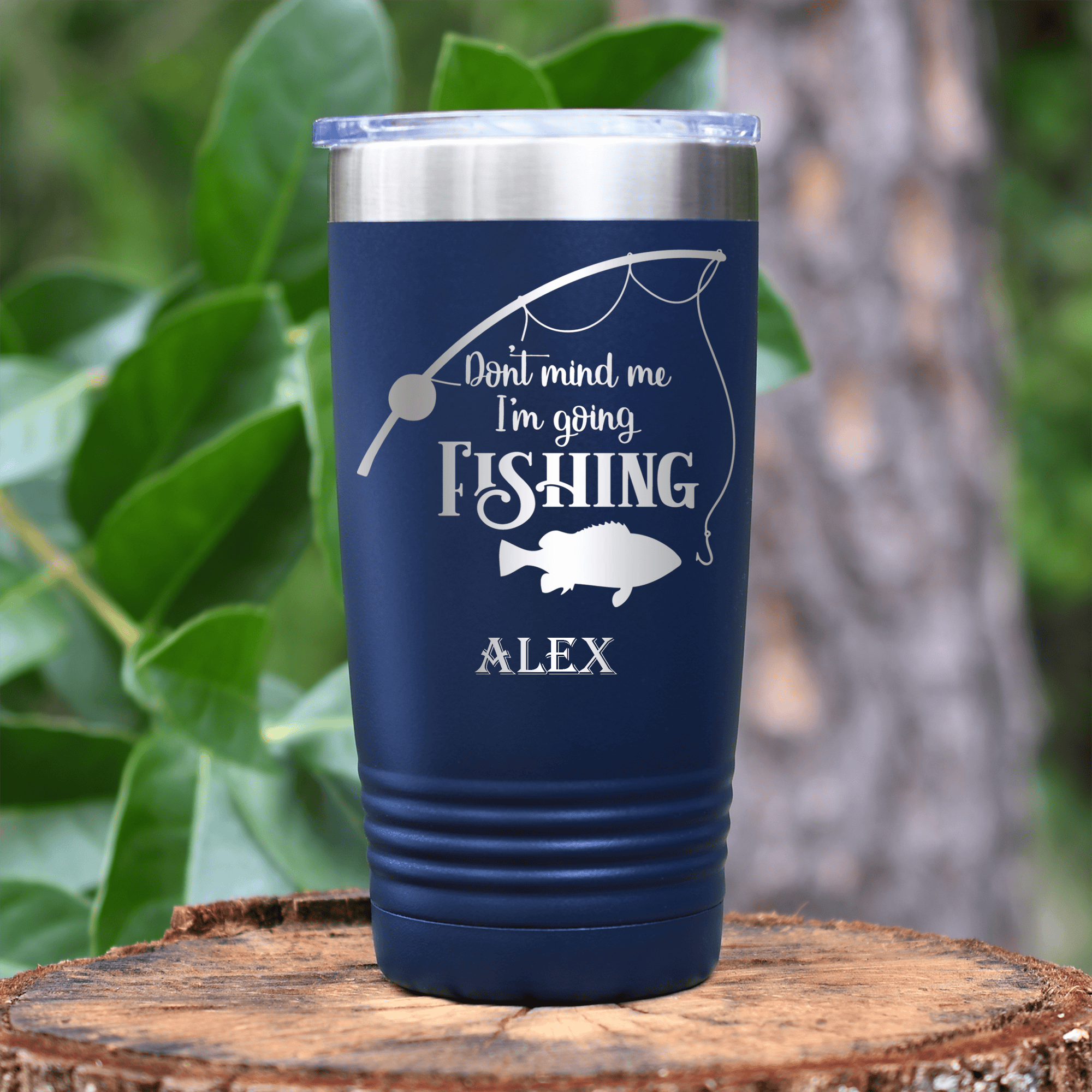 Navy Fishing Tumbler With Dont Mind Me Design