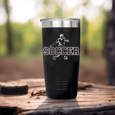 Black soccer tumbler Dynamic Player On The Pitch