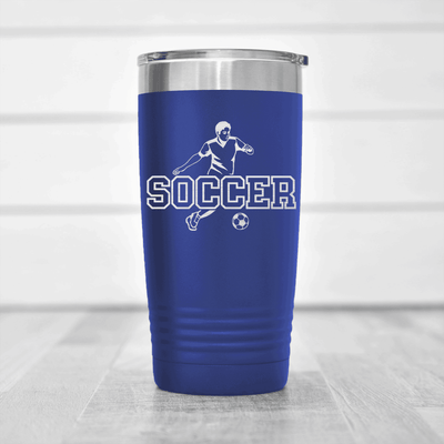 Blue soccer tumbler Dynamic Player On The Pitch