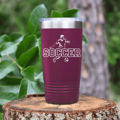 Maroon soccer tumbler Dynamic Player On The Pitch