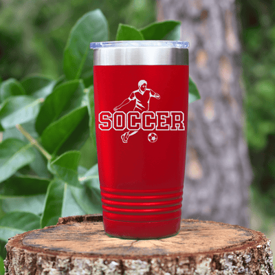 Red soccer tumbler Dynamic Player On The Pitch