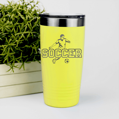 Yellow soccer tumbler Dynamic Player On The Pitch