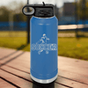 Blue Soccer Water Bottle With Dynamic Player On The Pitch Design