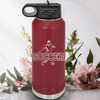 Maroon Soccer Water Bottle With Dynamic Player On The Pitch Design