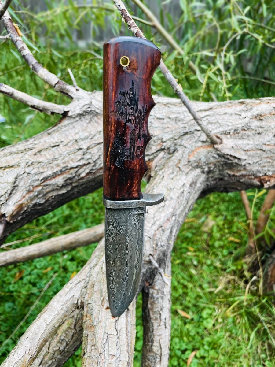 Unique Personalized The Outdoorsman Customized Damascus Knife Gifts for Men by Groovy Guy