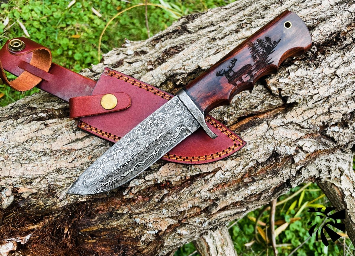 Unique Personalized The Outdoorsman Customized Damascus Knife Gifts for Men by Groovy Guy