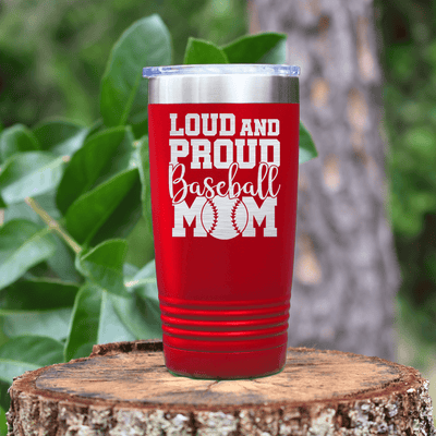 Red baseball tumbler Echoing Cheers From The Diamond