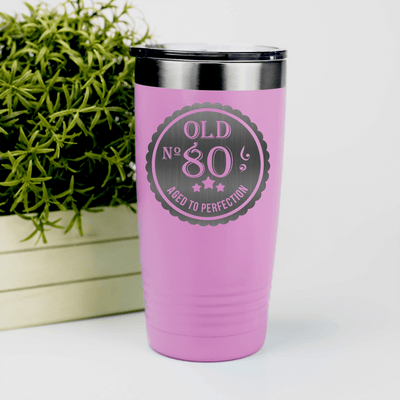 Pink Birthday Tumbler With Eighty Aged To Perfection Design