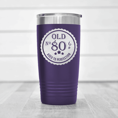 Purple Birthday Tumbler With Eighty Aged To Perfection Design