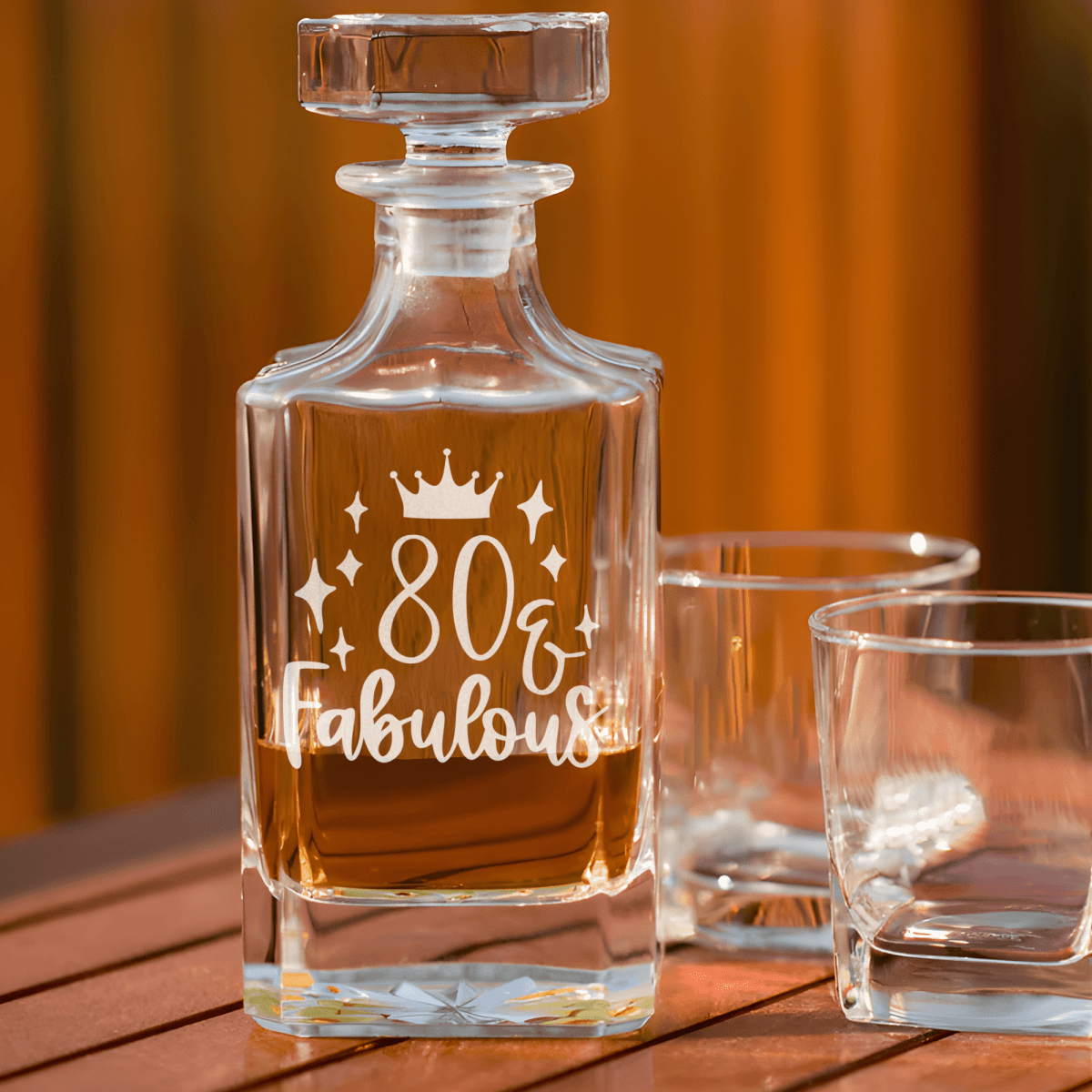 Birthday Whiskey Decanter With Eighty And Fabulous Design