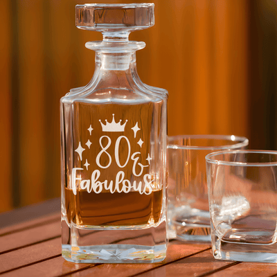 Birthday Whiskey Decanter With Eighty And Fabulous Design
