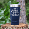 Navy Birthday Tumbler With Eighty And Fabulous Design
