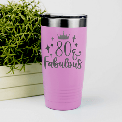 Pink Birthday Tumbler With Eighty And Fabulous Design