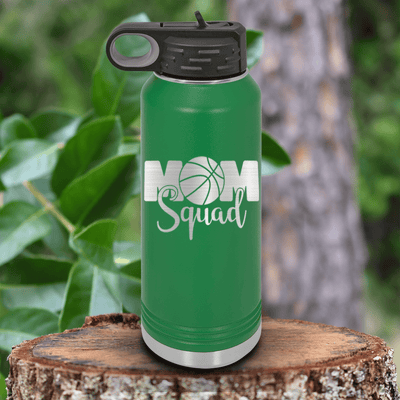 Green Basketball Water Bottle With Elite Moms Of The Court Design