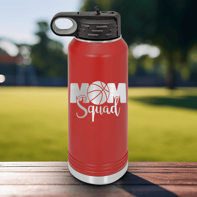 Red Basketball Water Bottle With Elite Moms Of The Court Design
